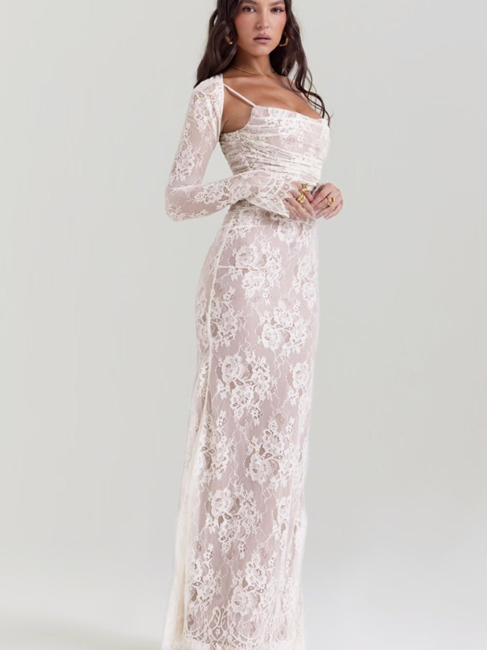 House of CB Artemis vintage cream lace maxi dress - Picture 4 of 4